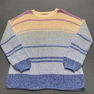 Soft Surroundings Sweater Womens Large Pastel‎ Stripe Knit Crewneck Pullover